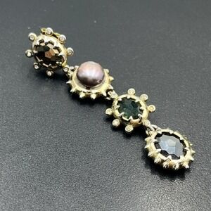 Alexis Bittar Georgian Linear Drop Pearl Hematite Green Crystal Earrings
 single